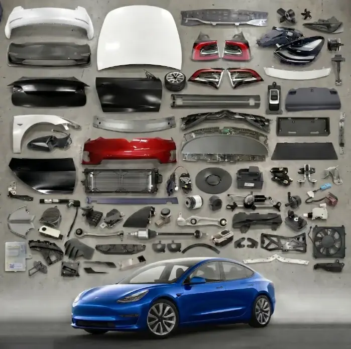 Tesla Model 3 拆解零件與整車對照，電車玩家原廠拆件